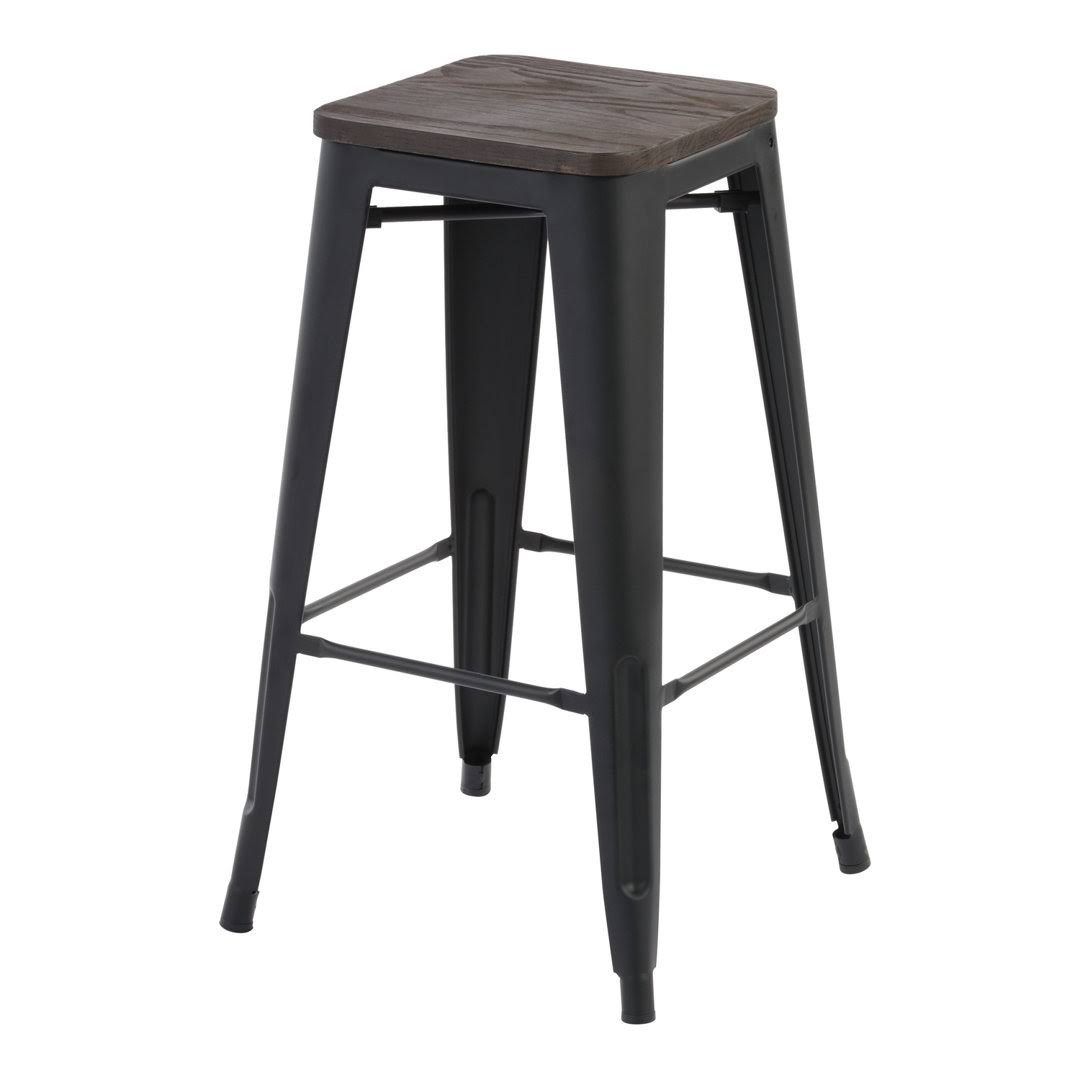 24 Inch Backless Elm Wooden Seat Bar Stools