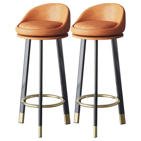 Style Bar-Stool Round Seat Steel Legs Barstool For Restaurant Bar - 2 Piece Set Orange Counter Stool (23.5h) Gold