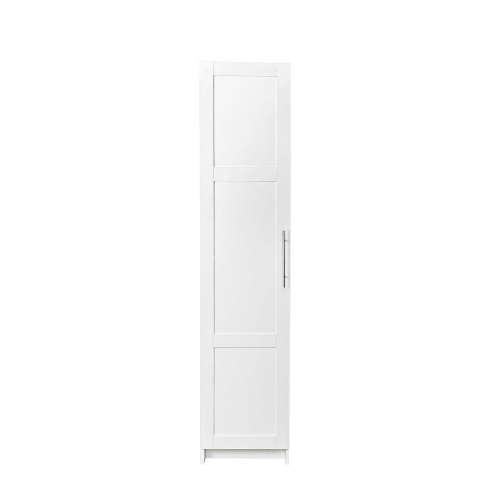 15.75 In. W X 15.75 In. D X 70.87 In. H Modern White Wood Linen Cabinet With Door And Adjustable Shelves