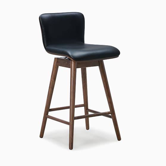 Swivel Counter Stool Leather Walnut