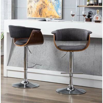 Swivel Adjustable Height Counter & Bar Stool George Oliver Upholstery: Gray