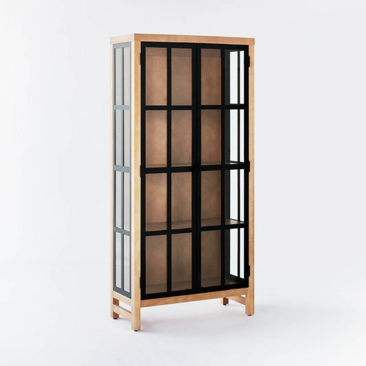 Wood And Glass Tall Cabinet