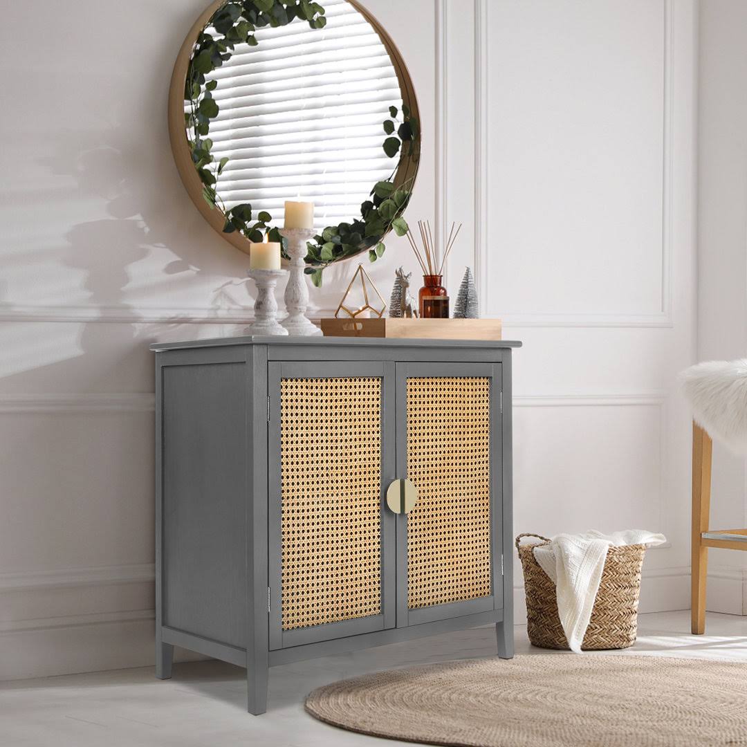 2 Door Accent Cabinet,Naturel Rattan