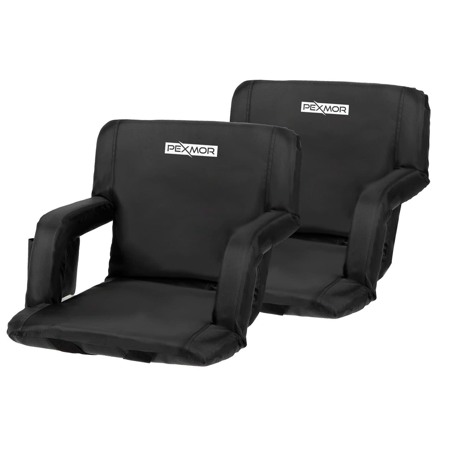 2-Pack Stadium Seats For Bleachers With Back Support & Carrying Bag, 21 Reclining Chair With Two Pockets For Drinks, Portable Padded