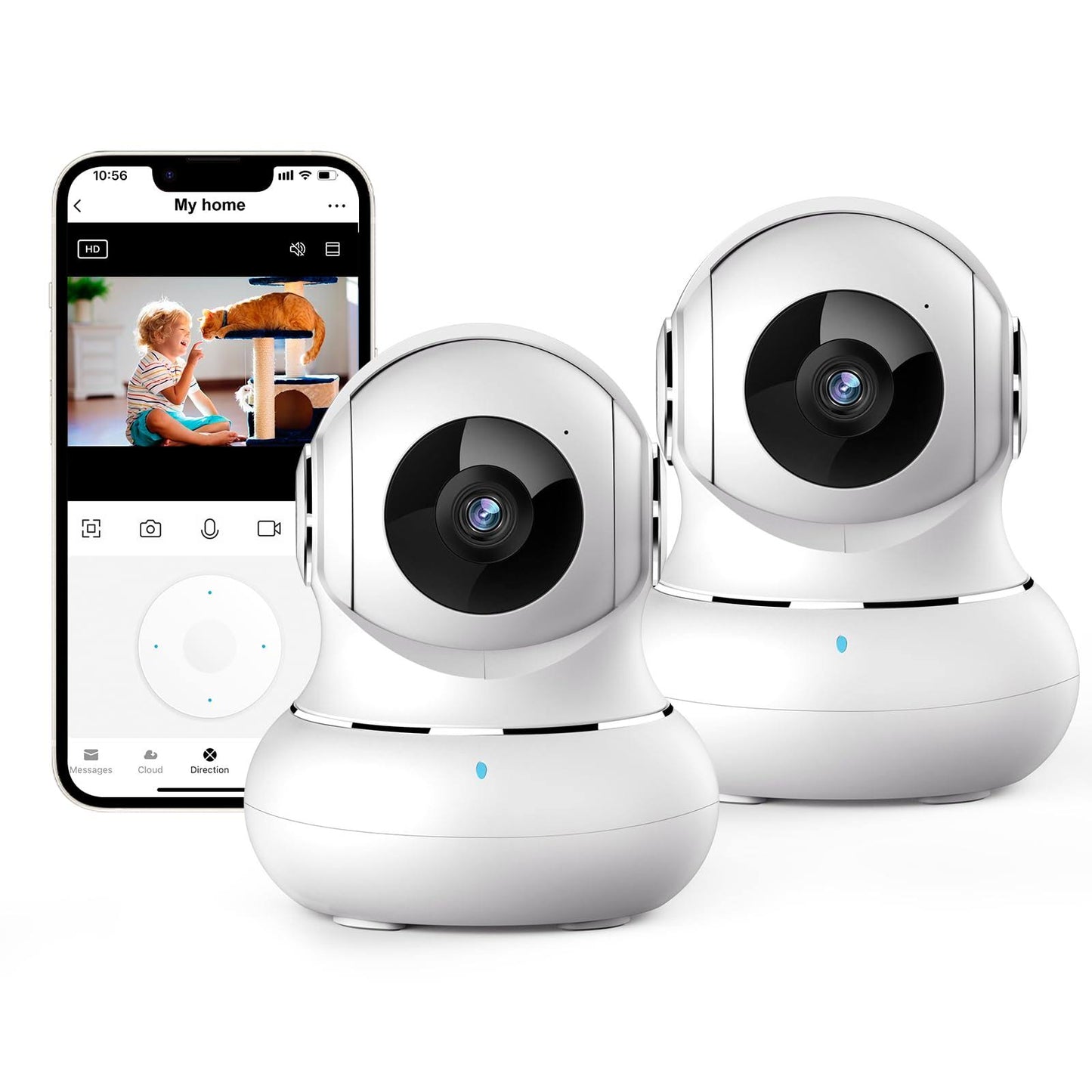 2 Pack Indoor Security Camera 2k, Litokam 360 Pan/Tilt Cameras For Home Security, Indoor Cameras For Baby/Pet/Nanny With Night Vision, 2.4 Ghz Smart