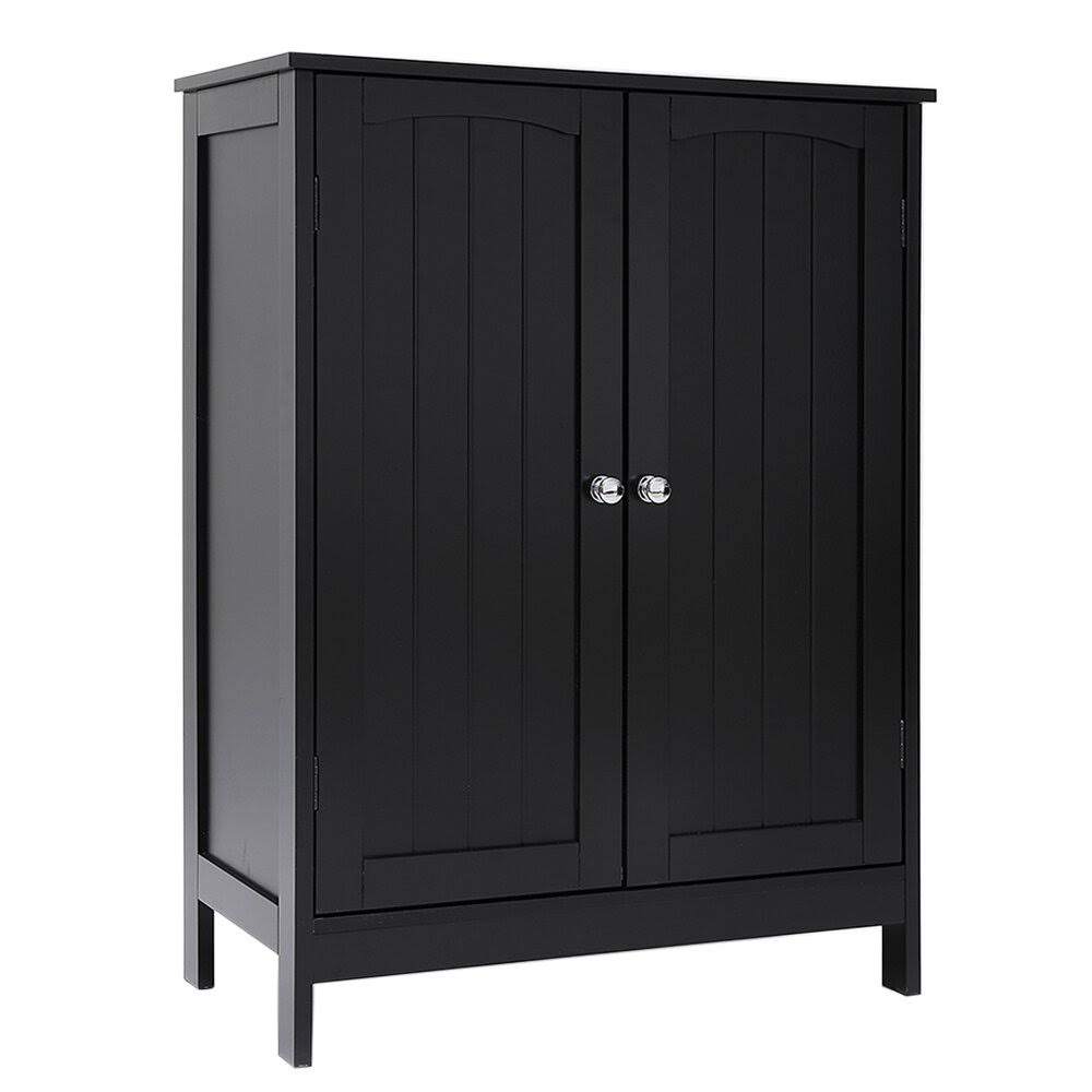 ® Black Bathroom Floor Storage Cabinet With 2 Shelf