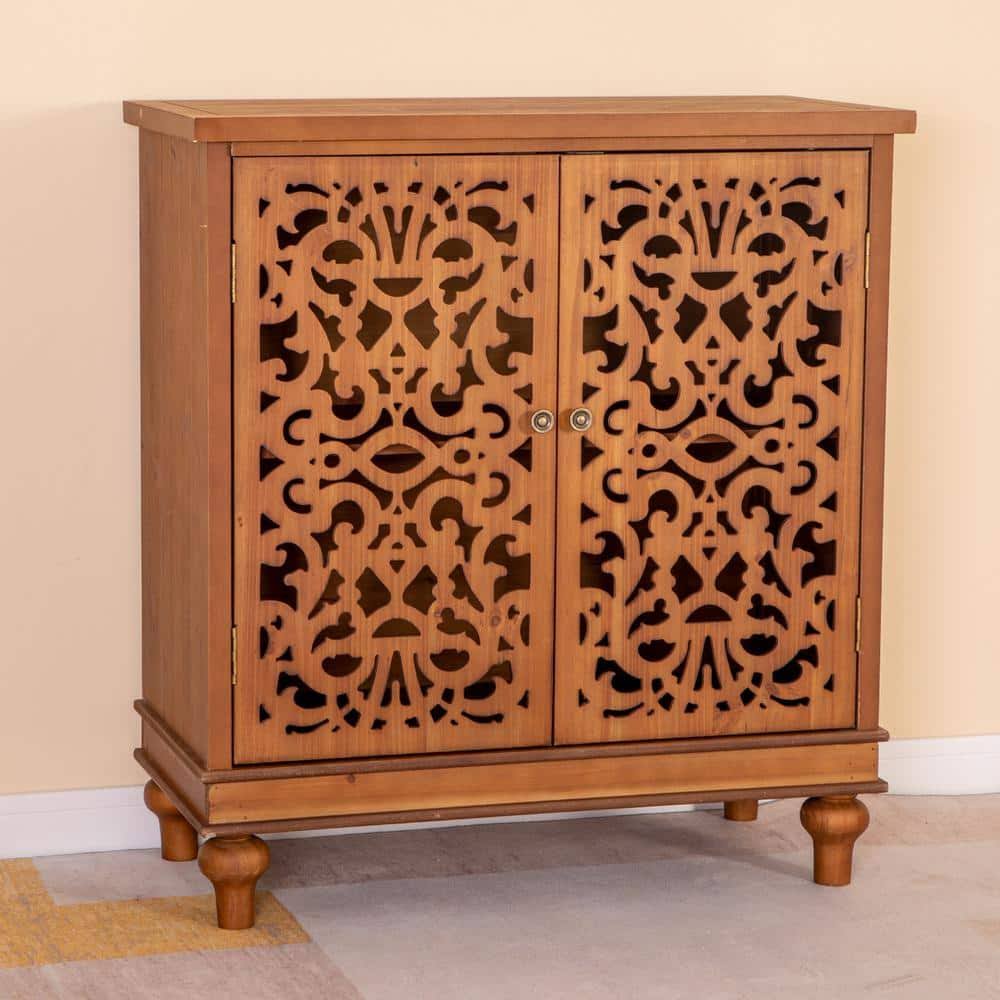 Villa Wood Hollow-Carved Cabinet With 2-Door