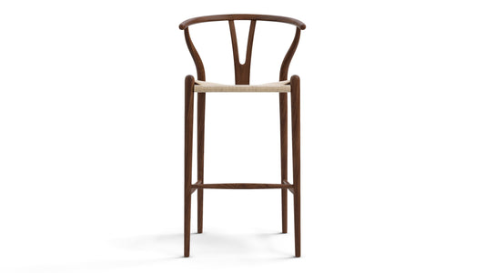 Style Bar Stool Inspired By Hans Wegner, Walnut, Seat Height: 29.5