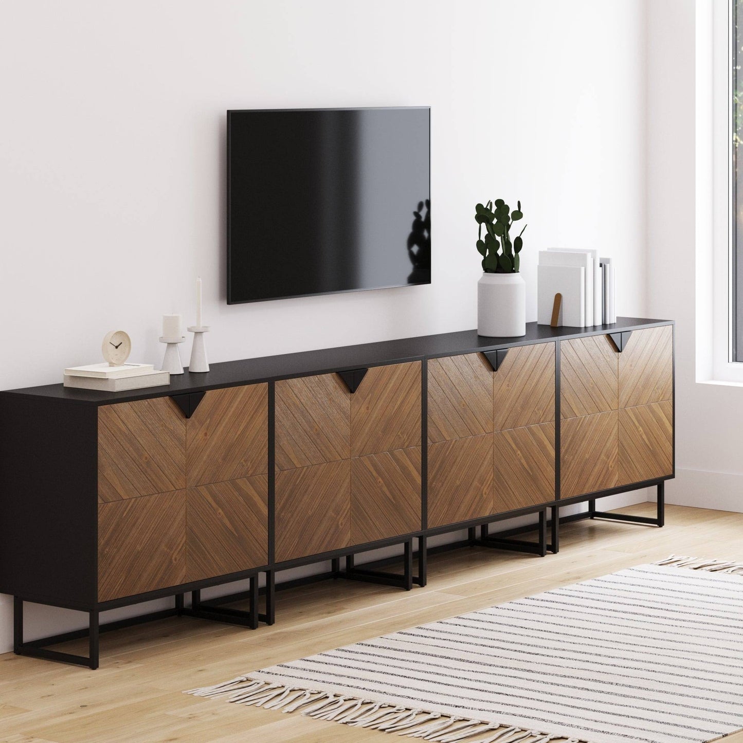 Wood Storage Accent Modern Free Standing Buffet Sideboard Cabinet For Hallway