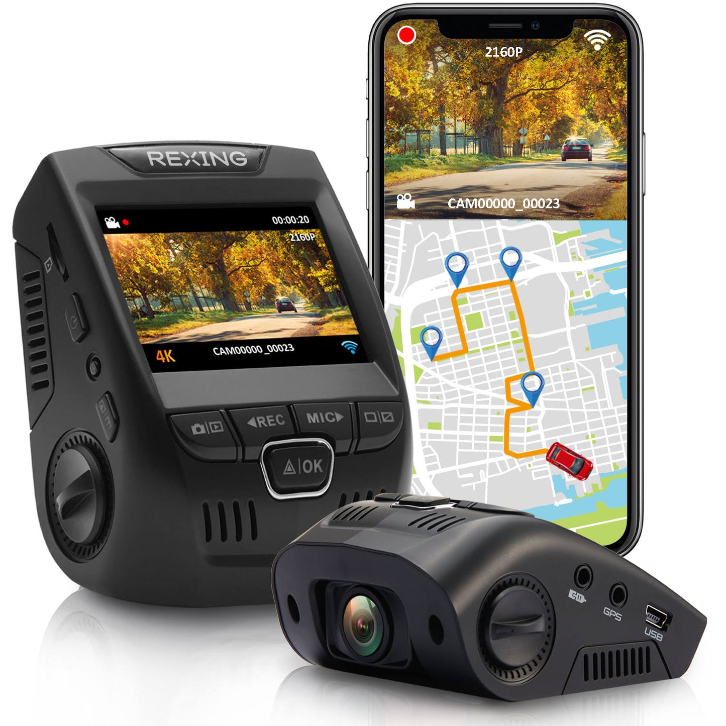 V1gw-4k Ultra Hd Car Dash Cam W/ Built-In Gps Logger And Wi-Fi