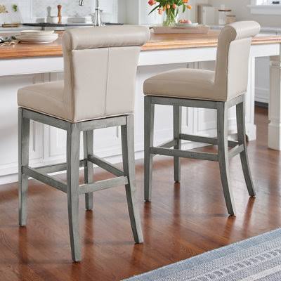 Swivel Bar & Counter Stool - Mocha/Marbled Navy/Bar Height, Mocha, Bar Height (30 Seat) - Grandin Road