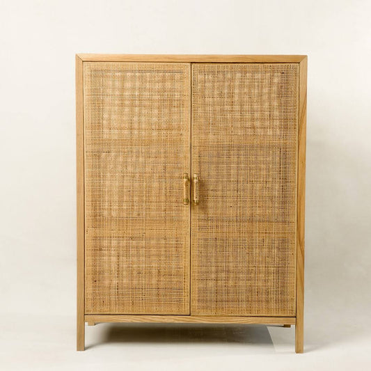 Tan Rattan Cabinet