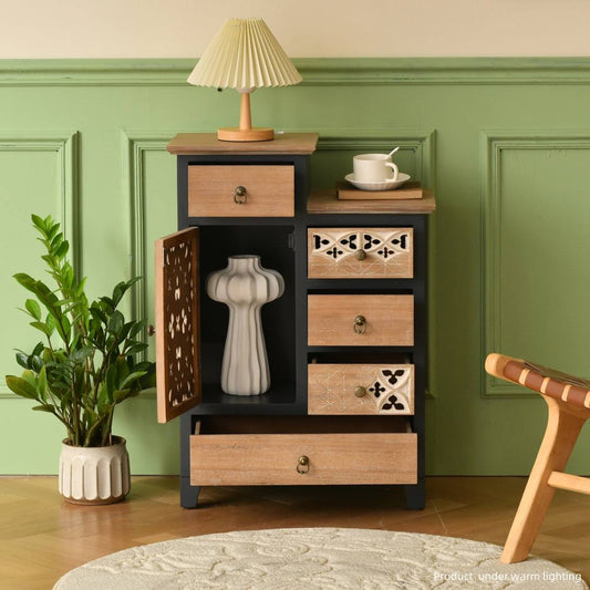 ® Fienley Artisanal Wood Grain Accent Cabinet With Decorative Inlay