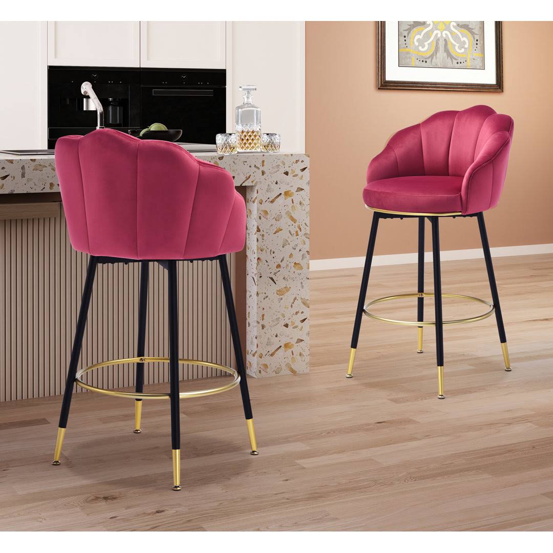 Swivel 29 Tall Bar Stools & Counter Stools Everly Quinn Upholstery