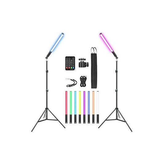 2 Pack Rgb Led Video Light Wand Stick, Photography Studio