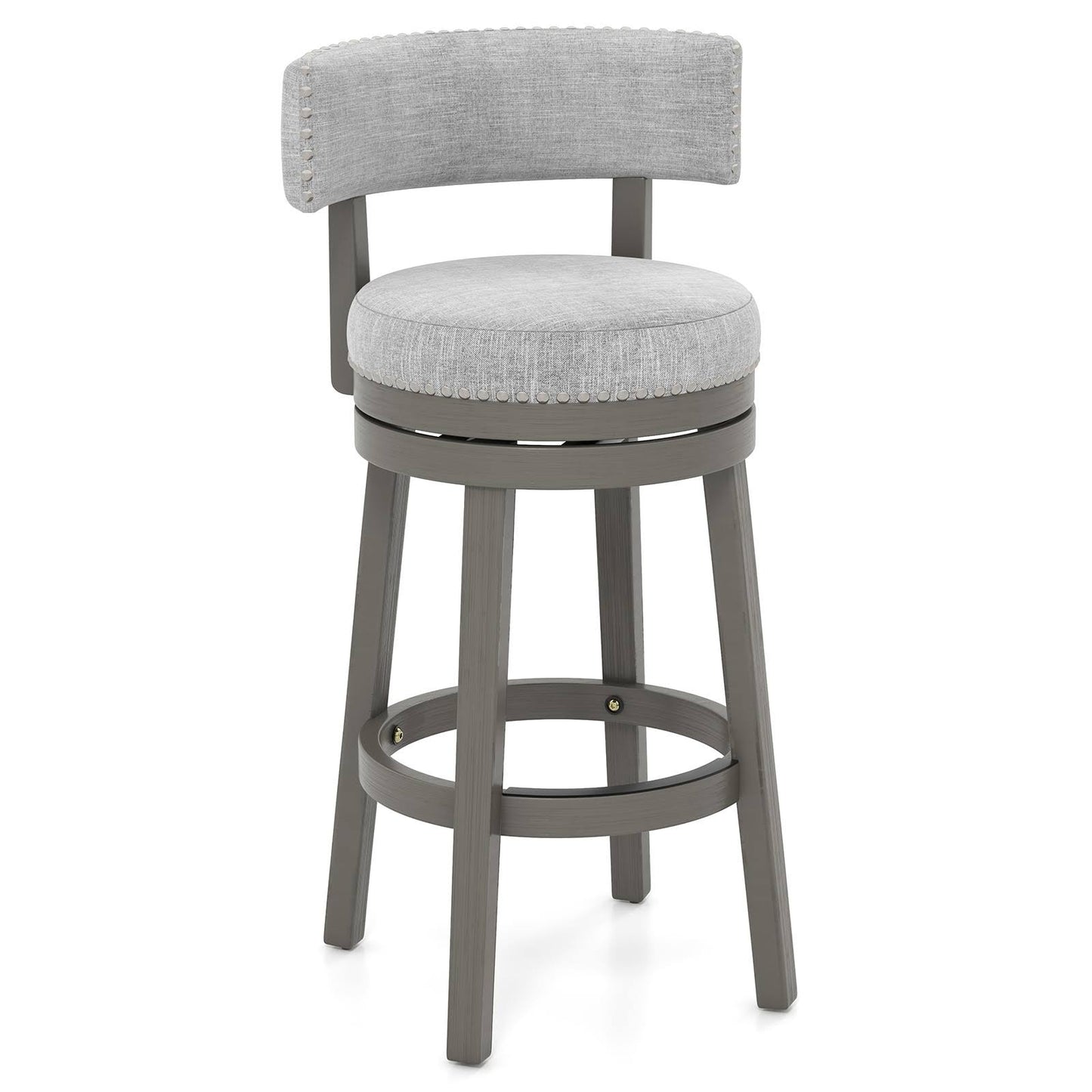 27/31 Inch Swivel Bar Stool With Upholstered Back Seat And Footrest