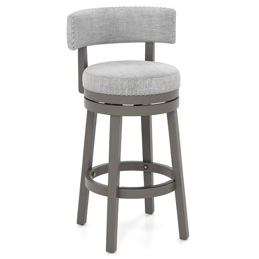 27/31 Inch Swivel Bar Stool With Upholstered Back Seat And Footrest