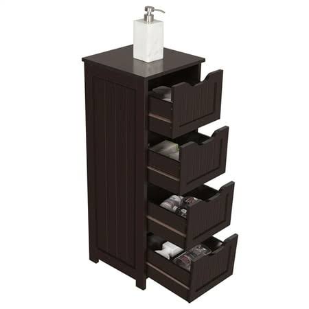 Wooden Storage Cabinet Organizer With 4 Drawers For Bathroom