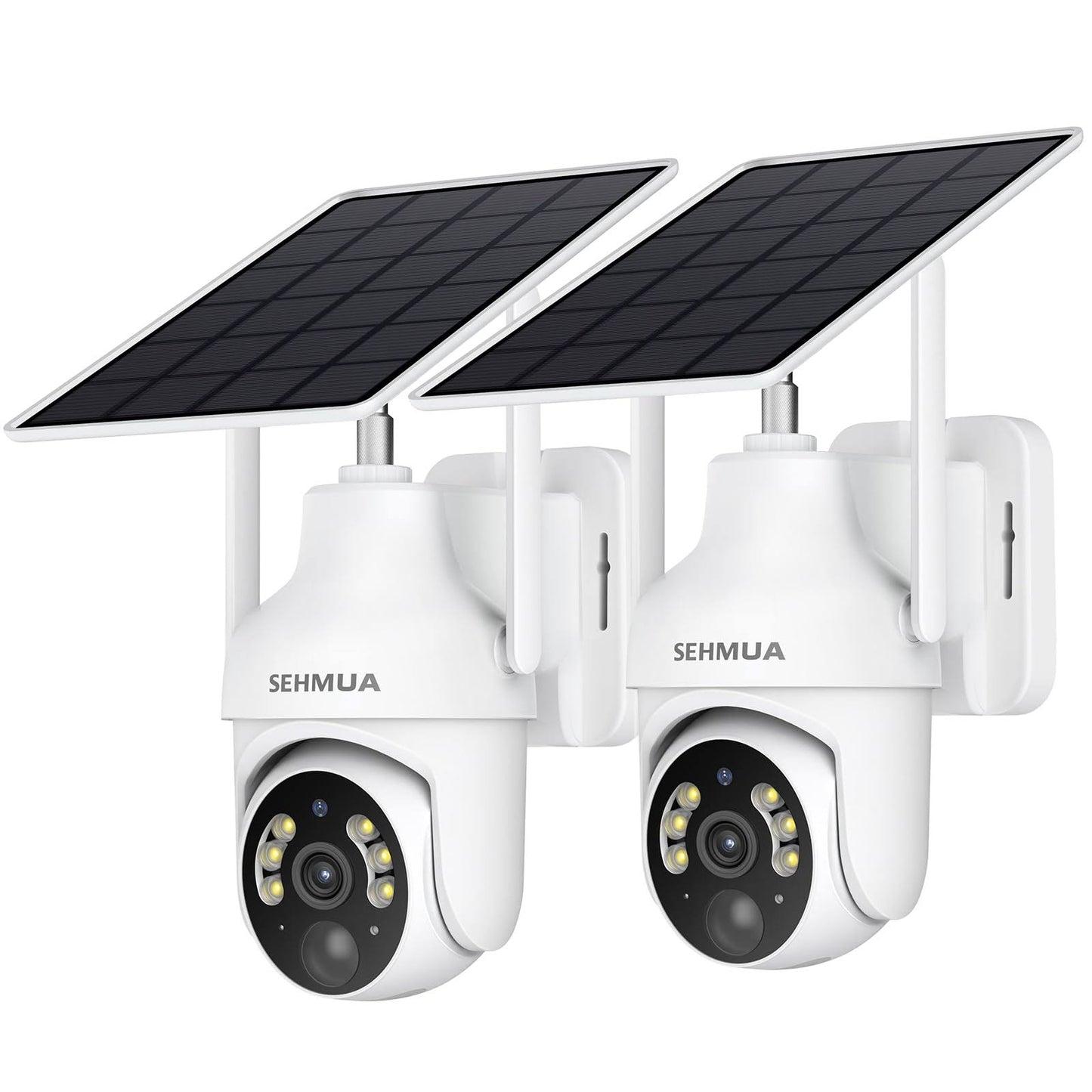 2k Solar Security Cameras Wireless Outdoor, 2 Pack 360° View Pan/Tilt Wifi Security Camera Outside With Color Night Vision,Easy To Install,