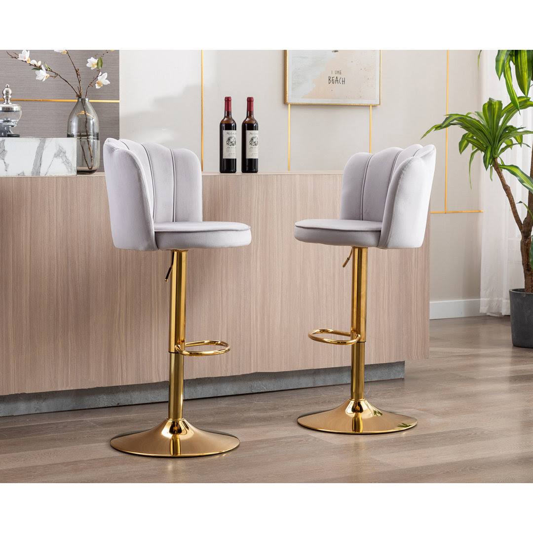 Swivel Adjustable Height Bar Stool Everly Quinn Upholstery